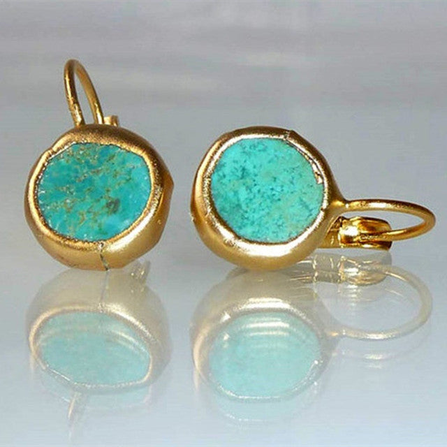 Brincos vintage de ouro com turquesa